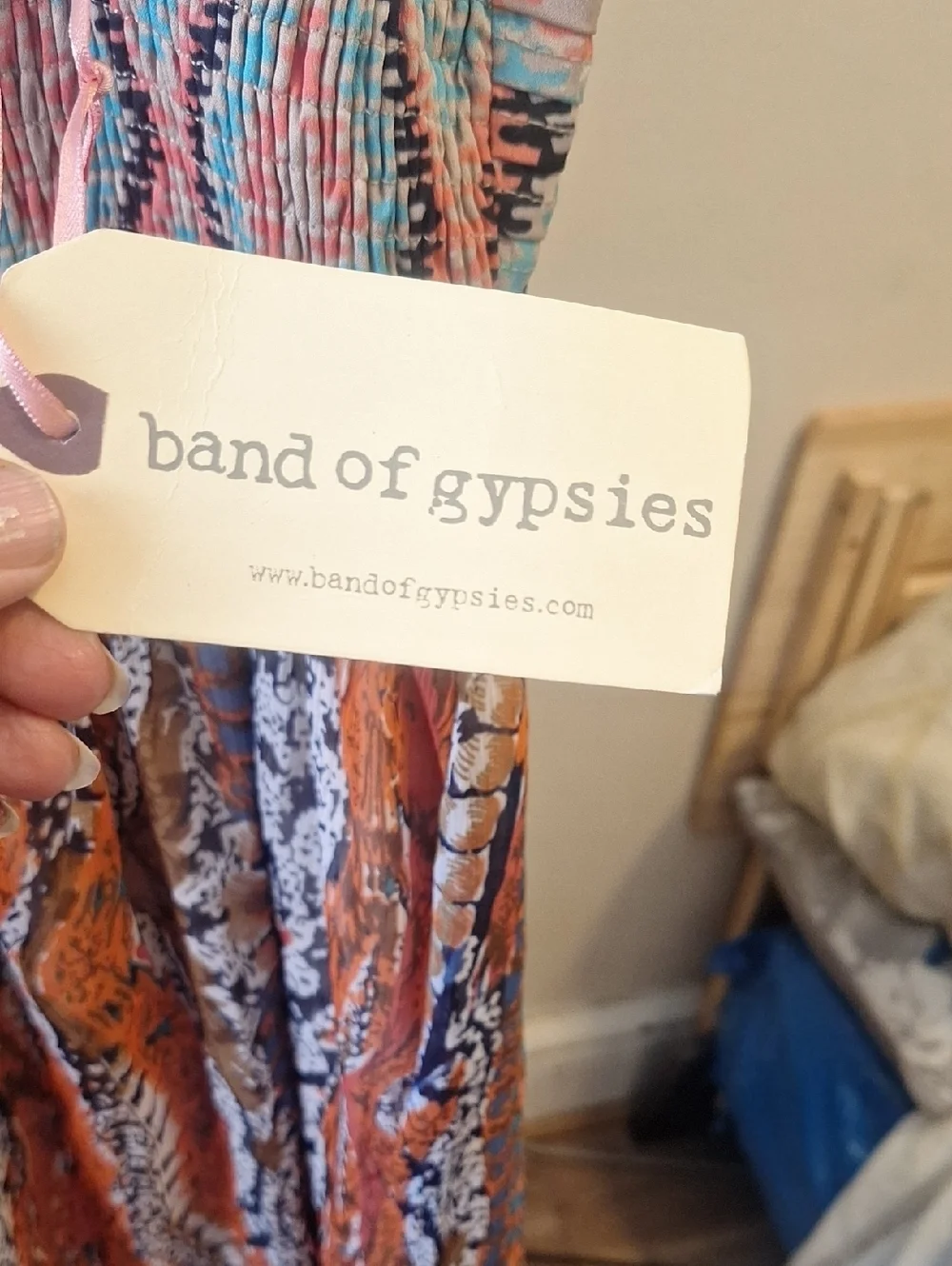Band of Gypsies Multi-Print Maxi Dress in Orange & Teal